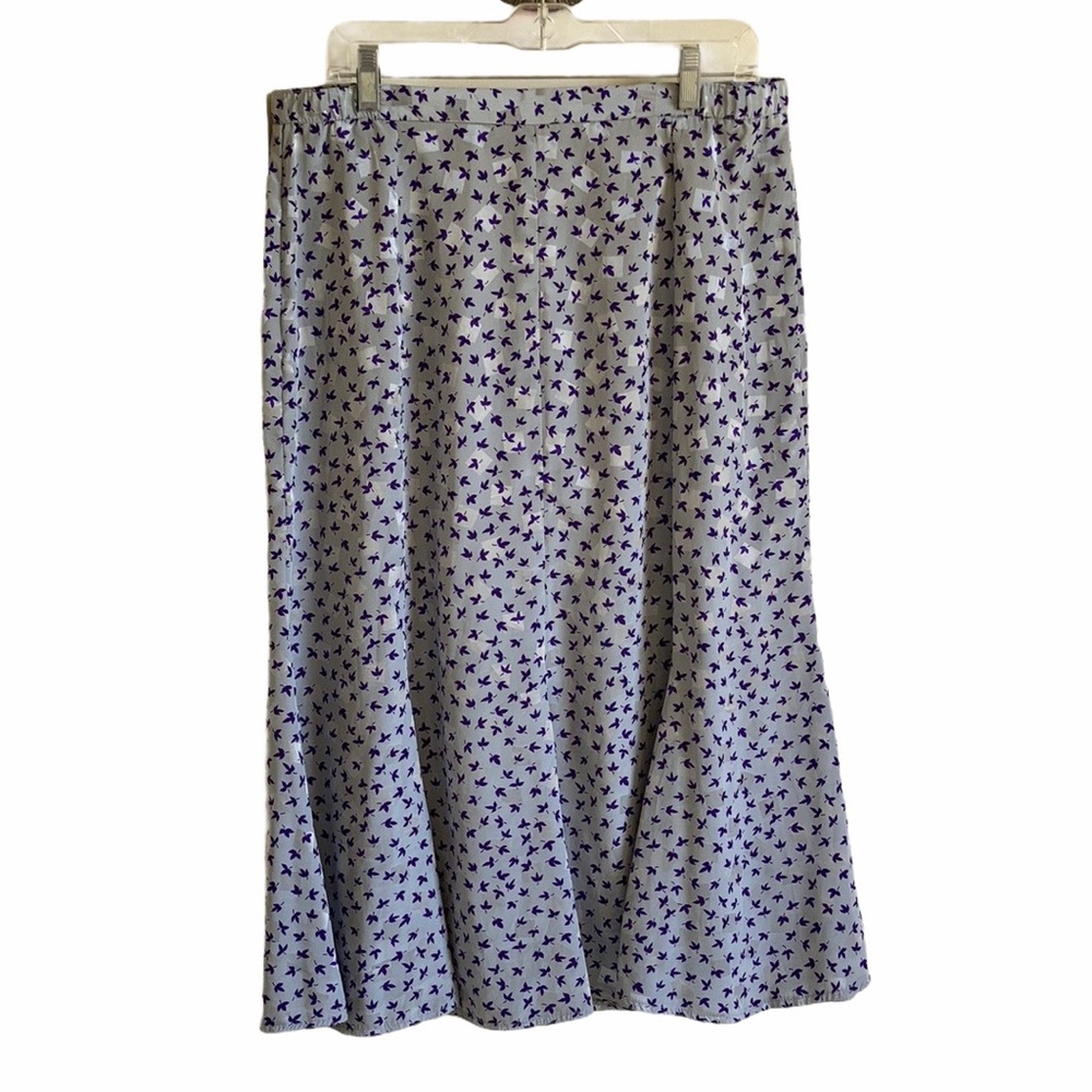 Vintage Lilli Ann union label leaf printed satin midi maxi long skirt